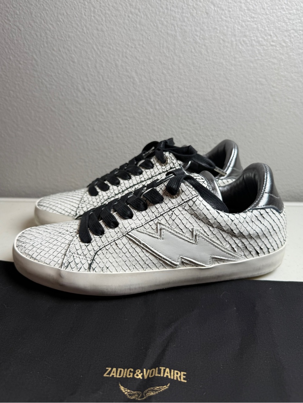 Zadig & Voltaire Neo Keith Flash Sneakers White Snakeskin - Picture 5 of 11